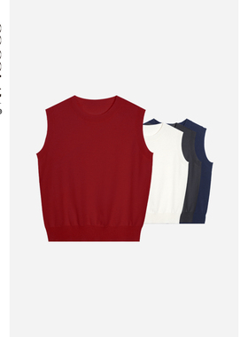 COCOLAN【织色-背心】绵羊毛秋季针织无袖圆领背心毛衣CL6BX0802