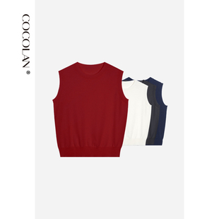COCOLAN【织色-背心】绵羊毛秋季针织无袖圆领背心毛衣CL6BX0802