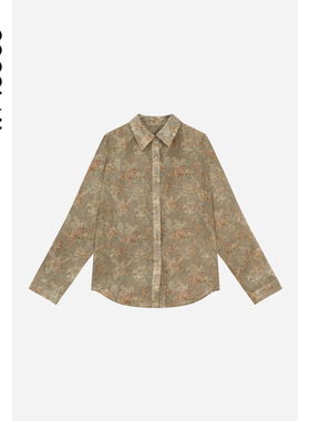 COCOLAN【桑妤】100苎麻印花色长袖衬衫女CL1CS2821