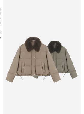 COCOLAN【海德公园】90白鹅绒山羊毛零毛领短款夹克鹅绒服CL8YR20