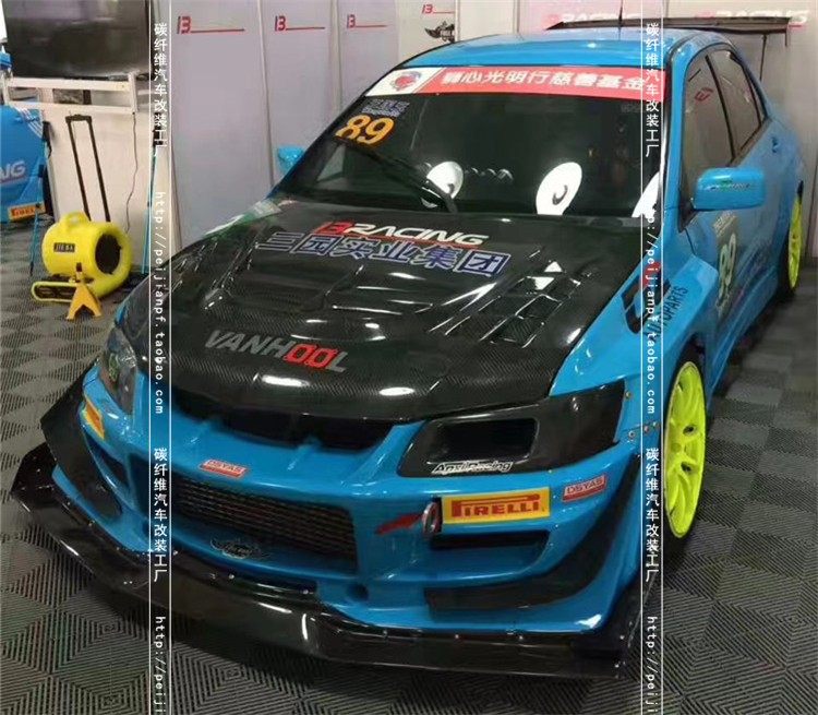 适用三菱Lancer Evolution EVO 9代碳纤维机盖8代改装开孔引擎盖