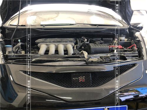 适用于本田飞度碳纤维中网FIT GE8改装JS鬼面罩水箱网进气栅包围