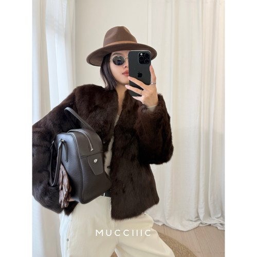 【10/31 20:00】MUCCHIC/中古款立领兔毛保暖皮草外套