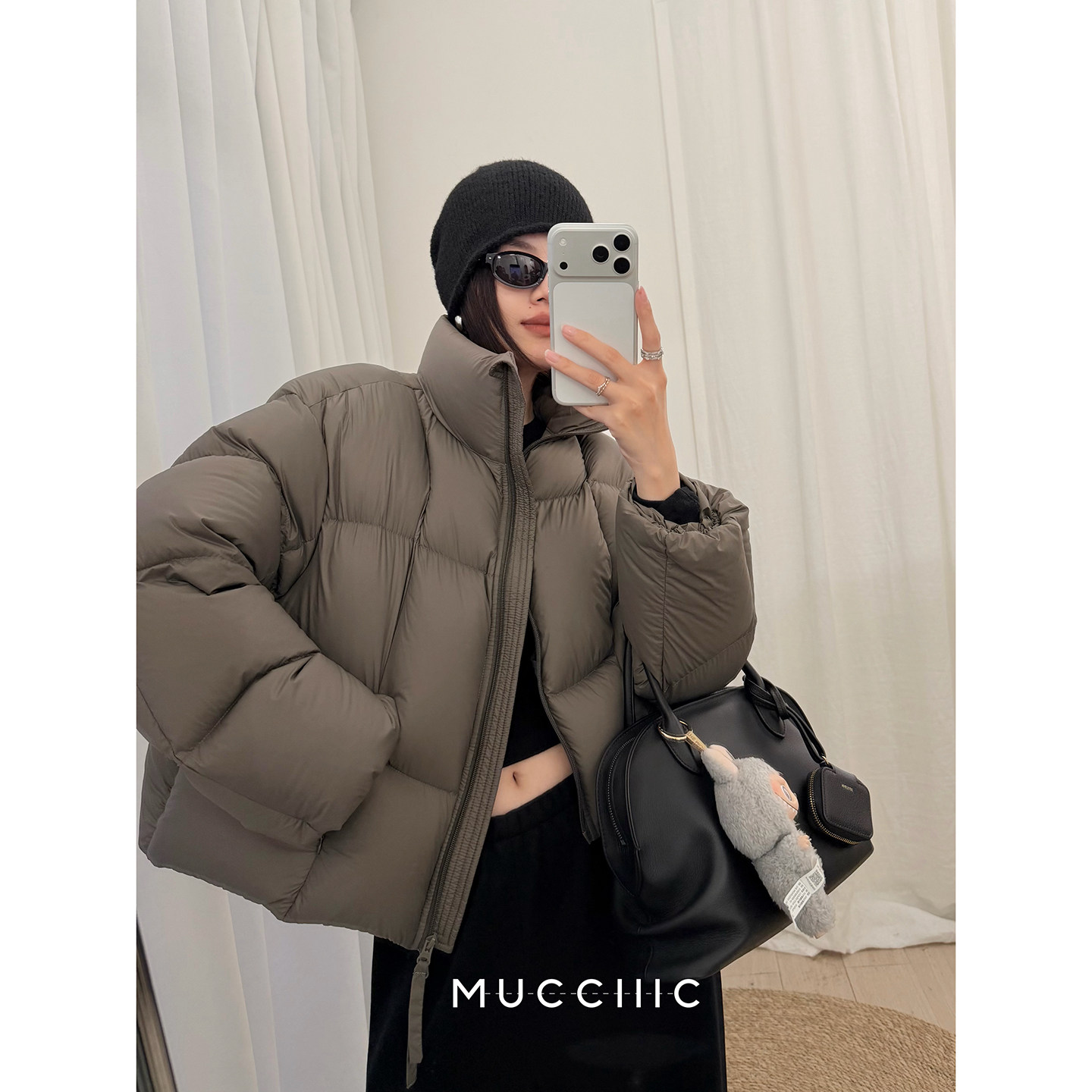 MUCCHIC/云朵泡芙三星90白鸭绒短款羽绒服外套冬款2025加厚廓形