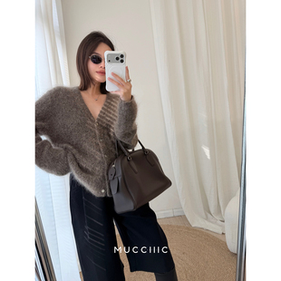 毛衣外套 MUCCHIC 小皮草重磅72%长毛马海毛针织开衫