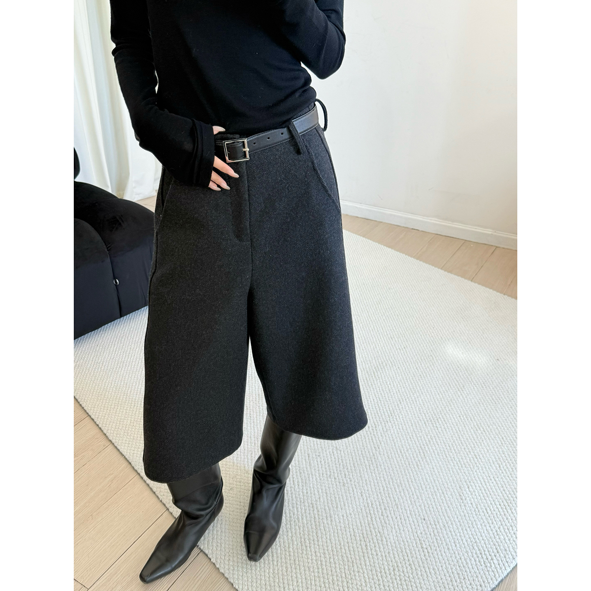 MUCCHIC/搭配一个秋冬的加厚羊毛七分裤靴裤2025年新款显瘦穿搭