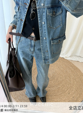 【8/26 20:00】MUCCHIC/老钱连腰中腰直筒牛仔裤