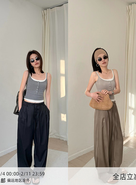 【4/15 20:00】MUCCHIC/手工贡针系带休闲长裤