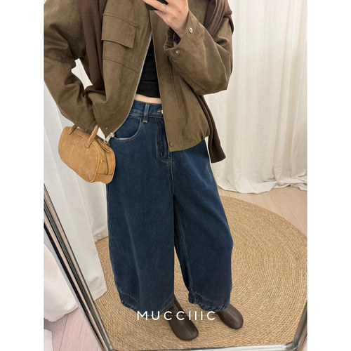 【10/31 20:00】MUCCHIC/复古水洗九分加绒百搭气球裤牛仔裤