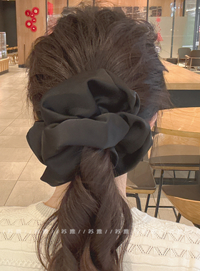 高级感慵懒风黑色大肠发圈扎头发皮筋丸子头马尾发绳头绳女不伤发