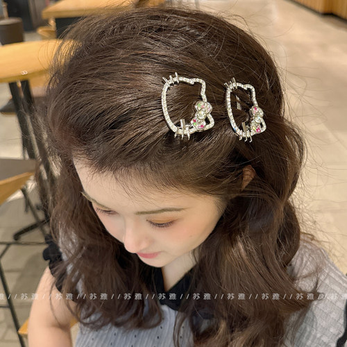 少女心甜美闪钻KT猫碎发鸭嘴夹子
