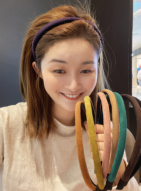 韩国发卡发箍女新款细头箍高颅顶洗脸黑色头窟发捆绿色压发头饰