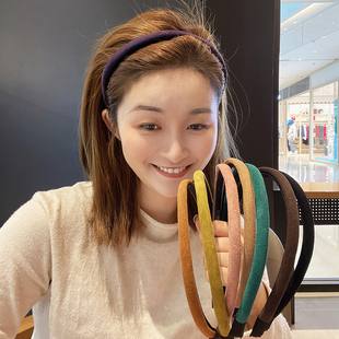 韩国发卡发箍女新款 细头箍高颅顶洗脸黑色头窟发捆绿色压发头饰