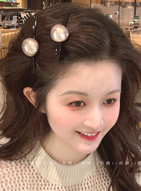 2个韩国同款珍珠刘海发夹一字夹女侧边夹前额发卡卡子头饰鸭嘴夹