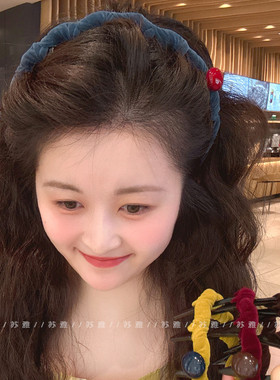 高颅顶波浪发箍女秋冬氛围感豆豆带齿防滑压发头箍发卡发捆头窟