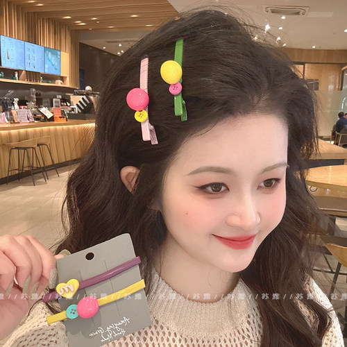 糖豆纽扣M爱心对夹碎发鸭嘴夹