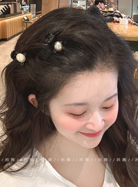 珍珠碎发刘海夹前额公主头迷你小抓夹侧边边夹发饰发卡鲨鱼夹头饰