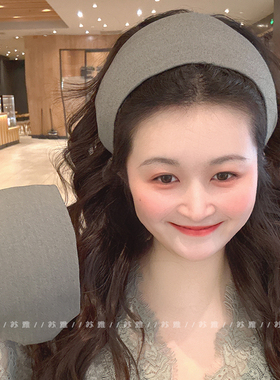 宽边灰色发箍女洗脸增高颅顶头箍高级感百搭外出压发发卡发带头饰