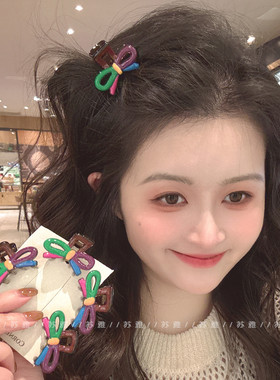 刘海小抓夹女前额多巴胺精致蝴蝶结侧边发夹发卡小号夹子头饰迷你