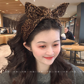 豹纹立体蝴蝶结发箍女2026新款 高颅顶头发压法发卡洗脸头箍时尚