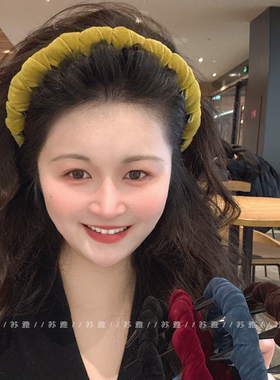 复古布艺缠绕波浪带齿梳发箍女高端蓬松高颅顶神器发卡头箍发饰