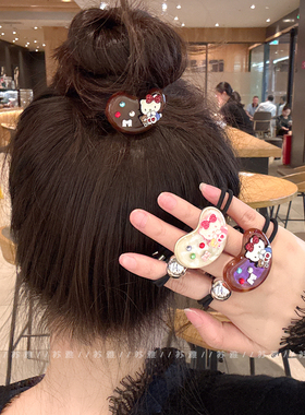 可爱萌趣KT猫发绳发圈高弹力皮套扎丸子头皮筋发饰耐用头绳女头饰