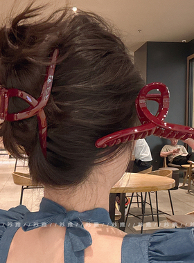 红色抓夹15cm大号发量大盘发鲨鱼夹高级感后脑勺发夹女夹子头饰