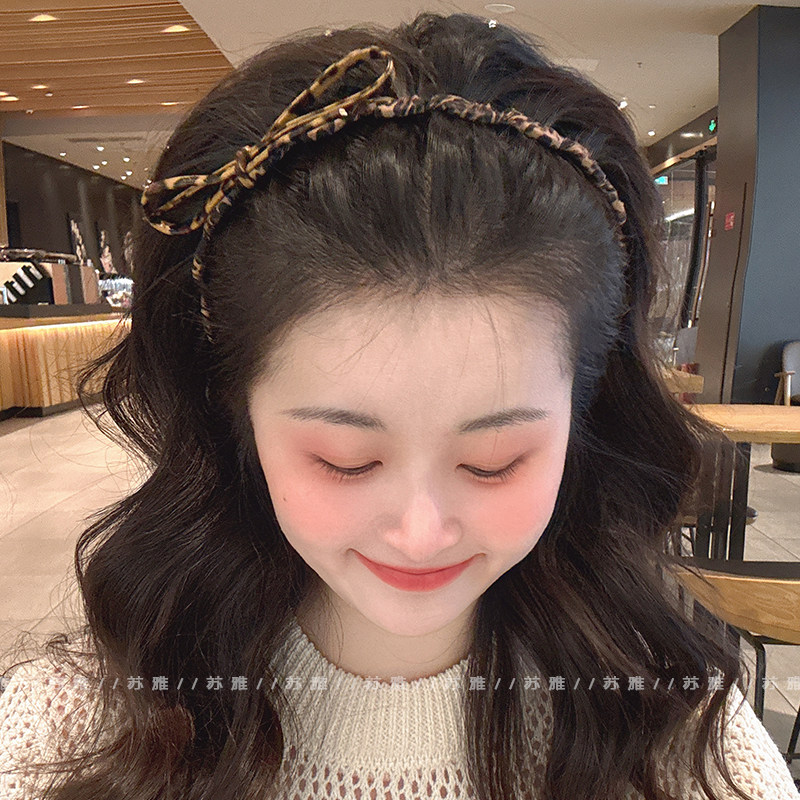 个性独特皮质蝴蝶结带齿防滑发箍