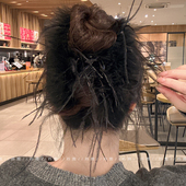 高级感超仙羽毛发夹大号抓夹发饰后脑勺盘发鲨鱼夹发量多头发夹子