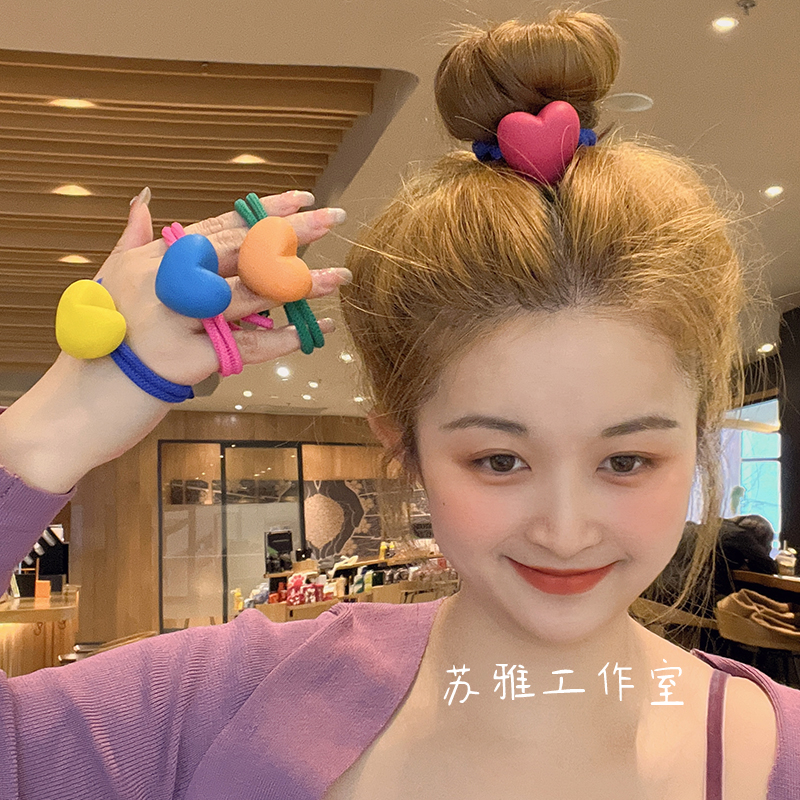 发绳糖果色系爱心打结发绳