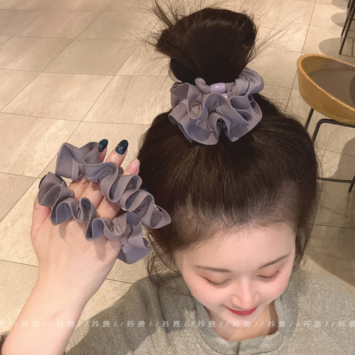 甜美紫色系撞色拼接扎头发小肠圈