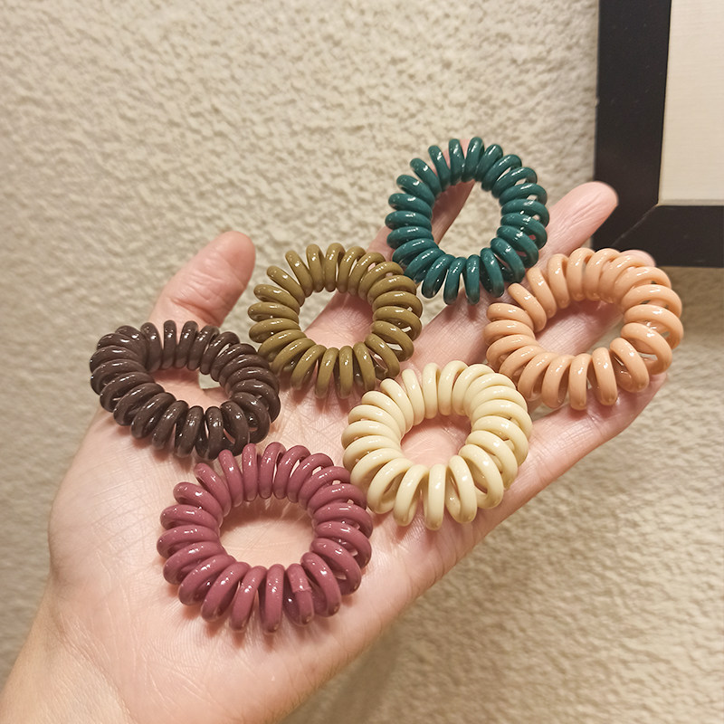 电话线发绳发圈韩国女简约电线圈头绳无痕网红皮筋女扎头发皮套