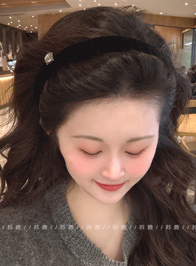 复古气质方钻海绵高颅顶细发箍女新年新款高级感洗脸头箍港风发饰