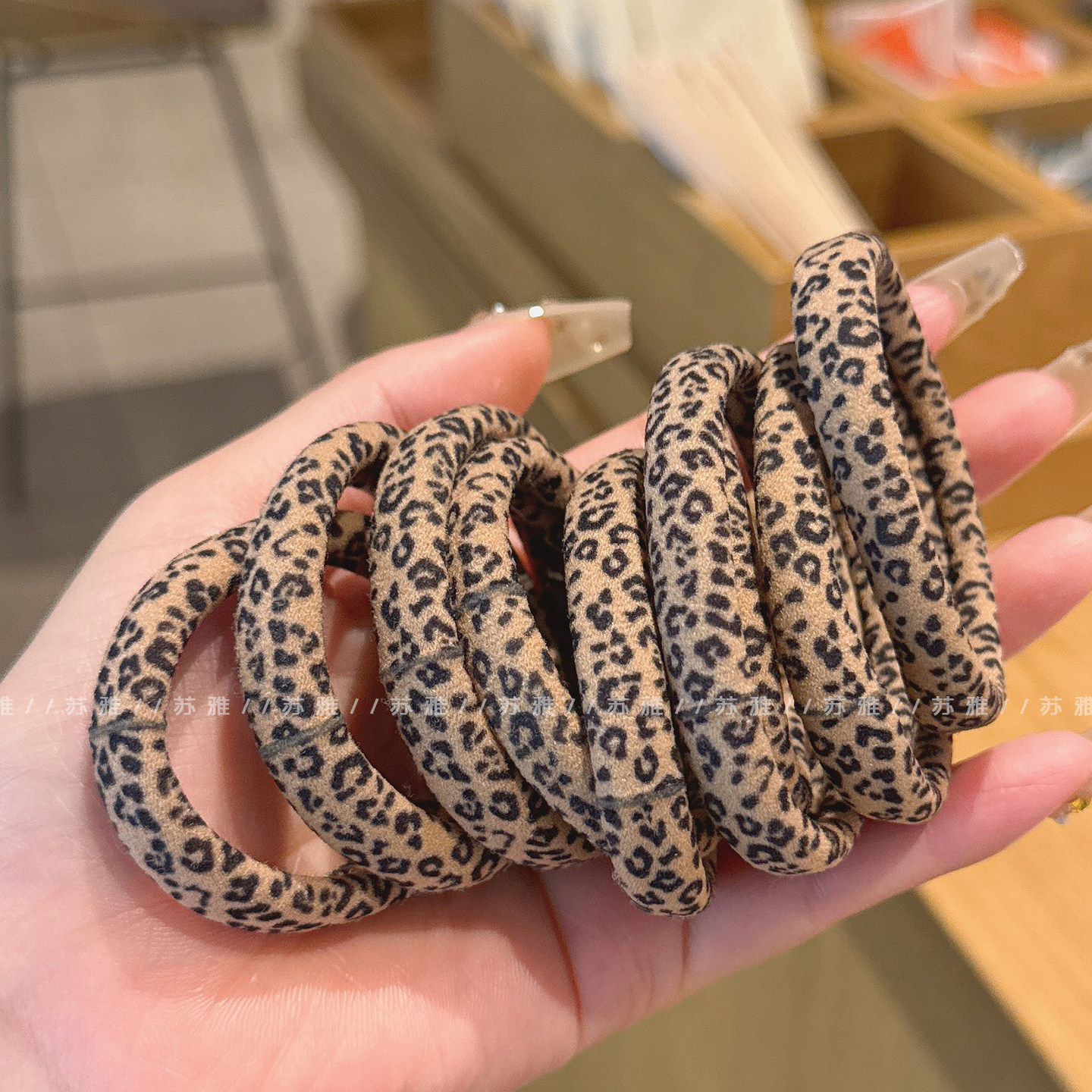 个性独特豹纹发绳扎头发高弹力