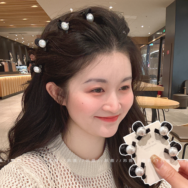 高级感珍珠碎发刘海小抓夹鲨鱼夹