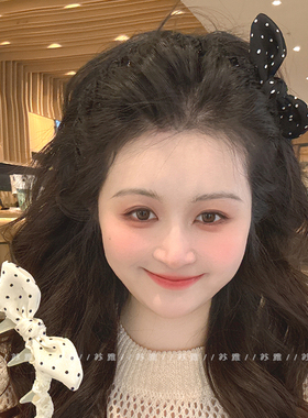 波点蝴蝶结蕾丝绕带齿波浪发箍女2025新款洗脸压发发卡高颅顶神器
