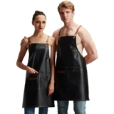 Кожаный фартук Водонепроницаемая и нефтяная одежда для женщин, готовив кухню водное питание мужская рабочая одежда PU мягкая кожа домашняя талия
