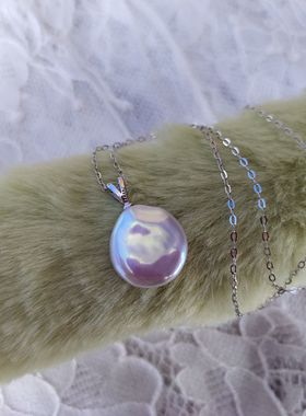 随想手作 天然淡水珍珠11mm巴洛克异形珍珠吊坠项链女锁骨链925银