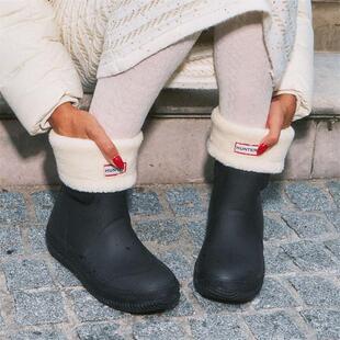Hunter猎人Thunor室内户外加绒保暖中帮靴卷边女士防水雪地靴 代购