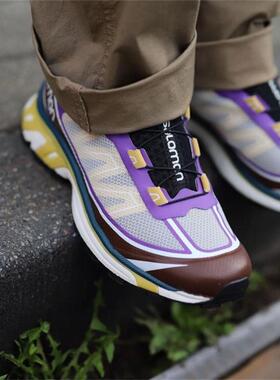 代购萨洛蒙Salomon XT-6 FT白紫拼色户外透气缓震男女越野运动跑