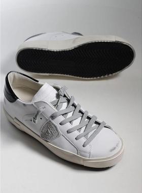 代购PHILIPPE MODEL女士休闲鞋轻便舒适防滑板鞋白色灰色鞋带