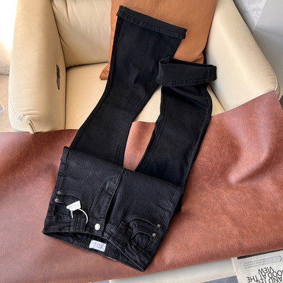 腿精显腿长高腰微喇牛仔裤女春秋