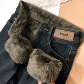 特厚东北加绒加厚牛仔裤 子 高腰显瘦羊羔毛紧身小脚靴裤 女冬季 新款