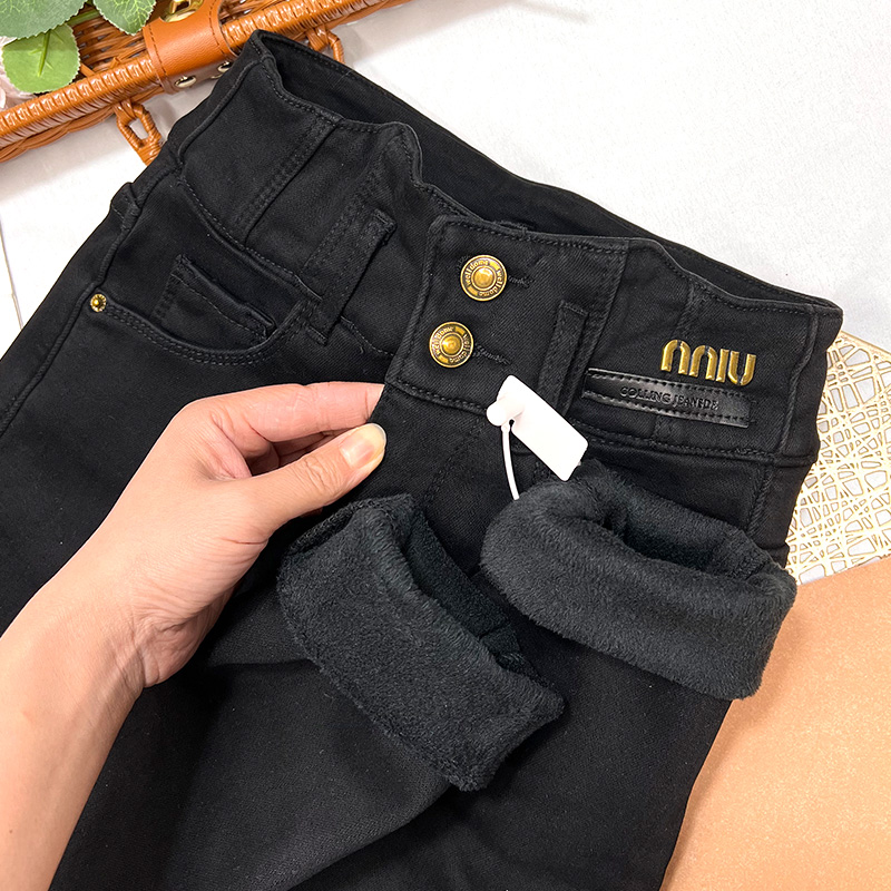 一条过冬！加绒加厚小脚牛仔裤女