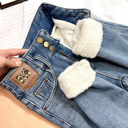 特厚一条过冬~加绒加厚牛仔裤女