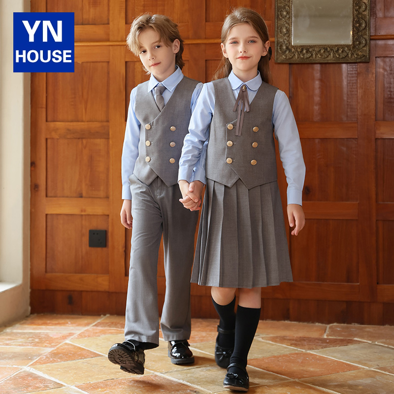 元旦儿童合唱演出服衬衫马甲套装