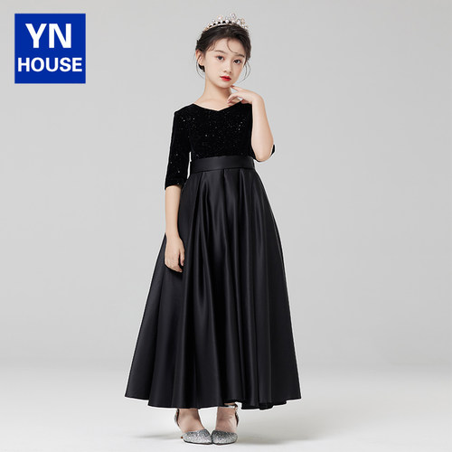 女童公主裙黑色晚礼服