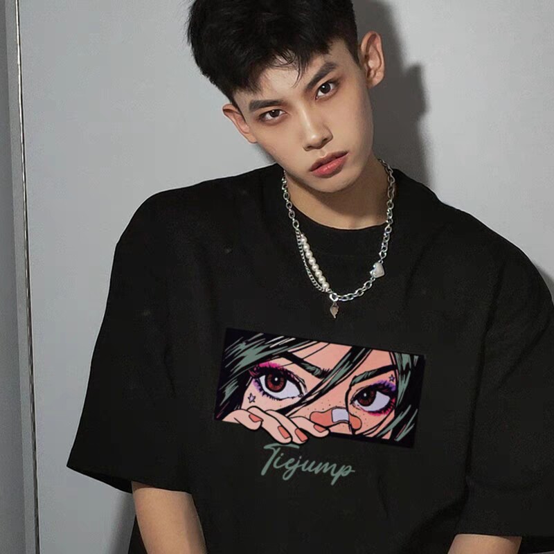 260克重磅美式复古黑色短袖t恤女情侣夏季宽松纯棉设计感小众上衣