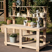 可定制防腐木花架操作台庭院户外工具台园艺制作台花盆架装 饰桌子