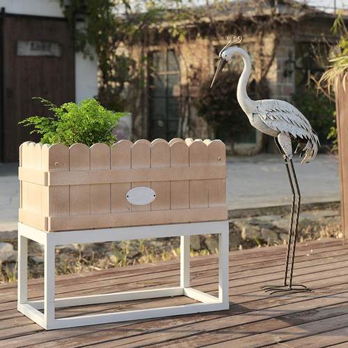 岛拉防腐木花箱可移动木槽种植箱